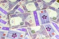 Close up of new 500 Qatari Riyal banknote. Royalty Free Stock Photo